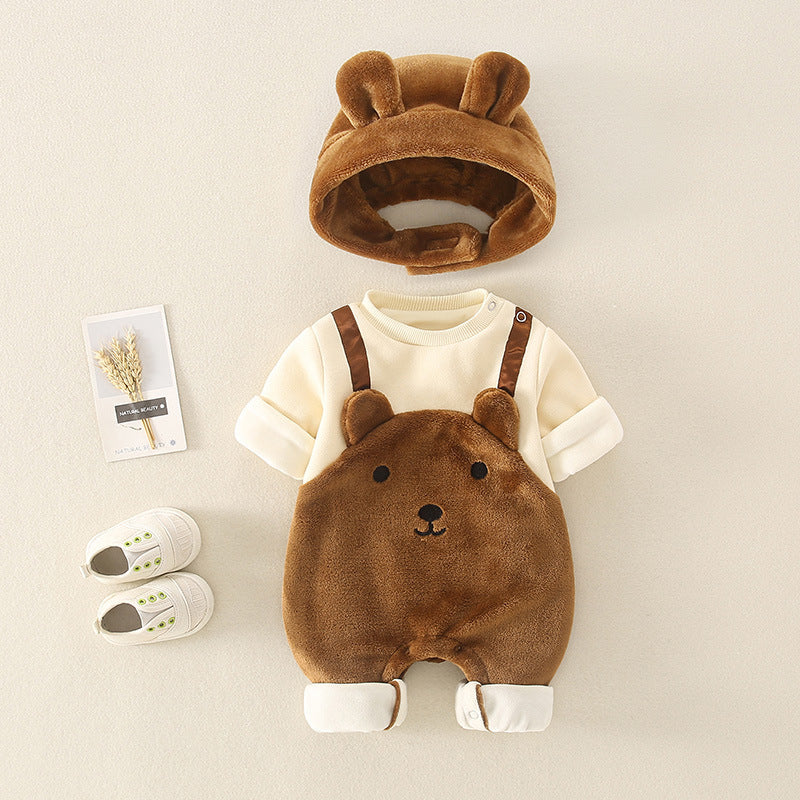 Baby Fleece Romper with Hat