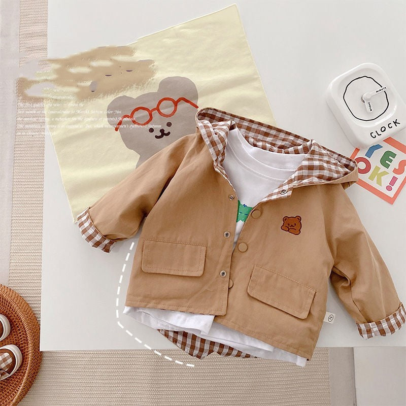 Baby Toddler Hooded Plaid Coat