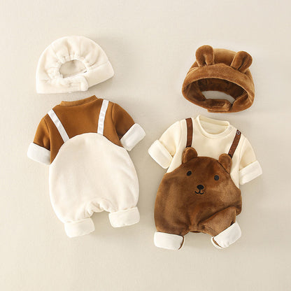 Baby Fleece Romper with Hat