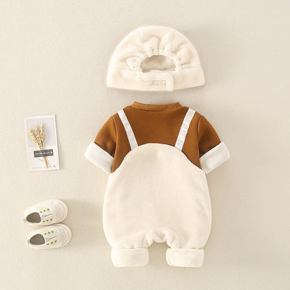 Baby Fleece Romper with Hat