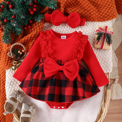 Baby Plaid Christmas Dress Set