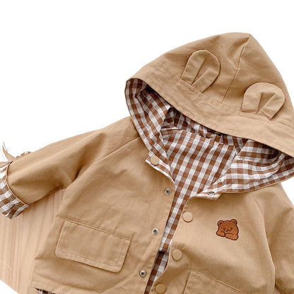 Baby Toddler Hooded Plaid Coat