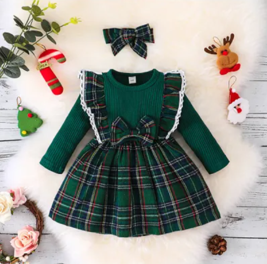 Girls Christmas Plaid Dress