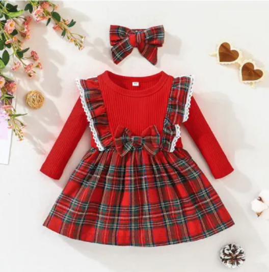 Girls Christmas Plaid Dress