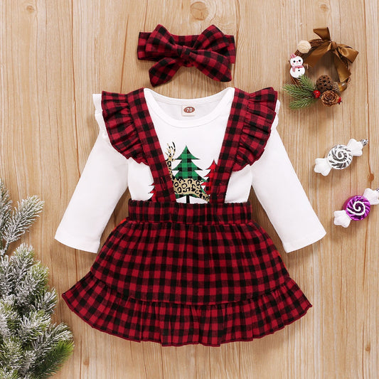 Baby Plaid Lace Christmas Outfit