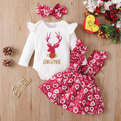 Baby Plaid Lace Christmas Outfit