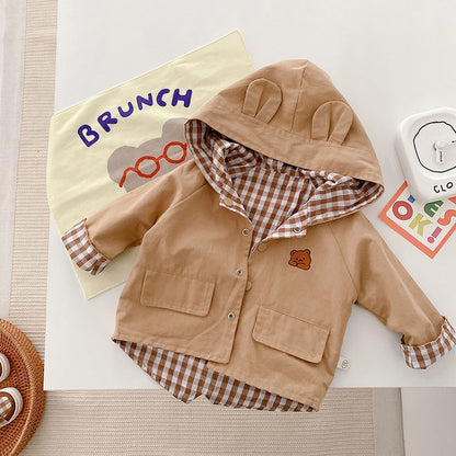 Baby Toddler Hooded Plaid Coat